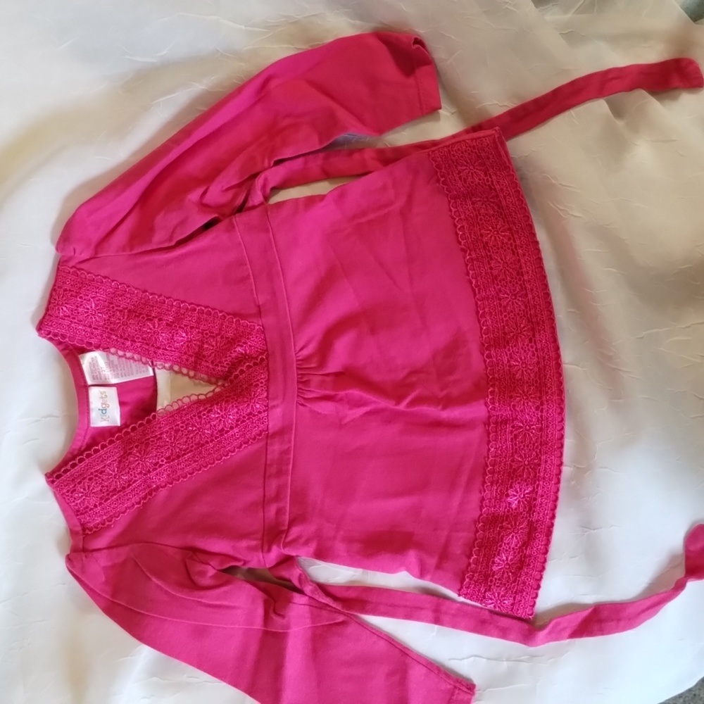 Kidgets Pink long sleeve Tunic top with tie in back. 2T